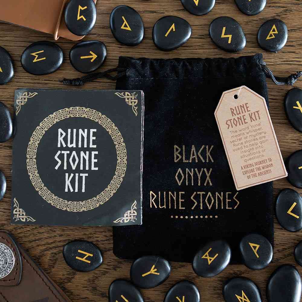 Something Different - Set of 25 Black Onyx Viking Rune Stones Stone kit - Multicolours